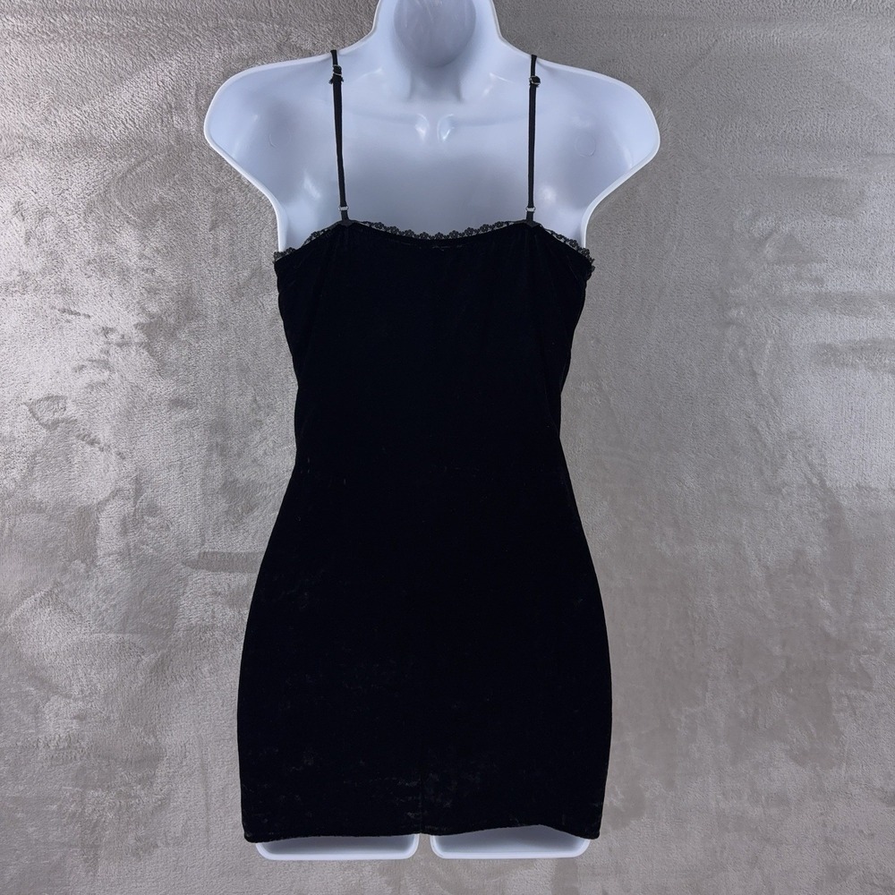 Reformation Laine Velvet Dress Womens Size XS Black Sweetheart Neck Mini - Picture 2 of 7
